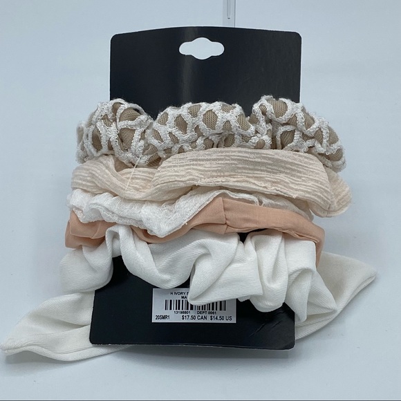5pc HAIR TIE PACK - IVORY BOW - Picture 2 of 3